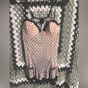 Forever 21  Lingerie - Cream/Pink polka-dot Mesh top